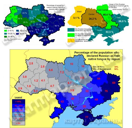 Карта опроса по языковым предпочтениям в Украине - Одесский Политикум