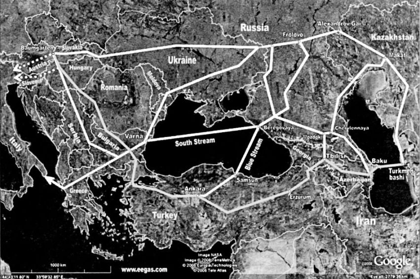 Карта трубопроводов из России и Центральной Азии - Нефтяные богатства России и Центральной Азии во многом зависят от трубопроводов, выходящих на рынок там, где НАТО стремится контролировать российский доступ – на территории Украины и Грузии