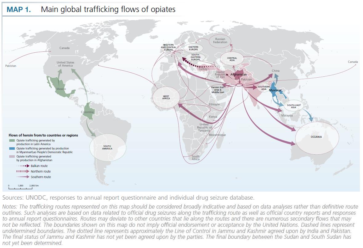 Карта наркотрафика опиумных наркотиков  из Азии, через Одессу - Одесский Политикум