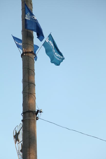 Флаги Партии Регионов с логотипом Юлия Крука в Измаиле - Одесский Политикум