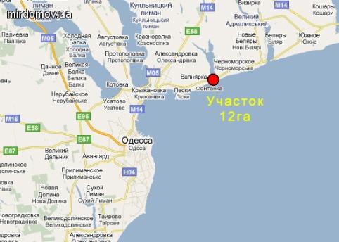 Карта участка в 12 гектаров на морском побережье Одесской области